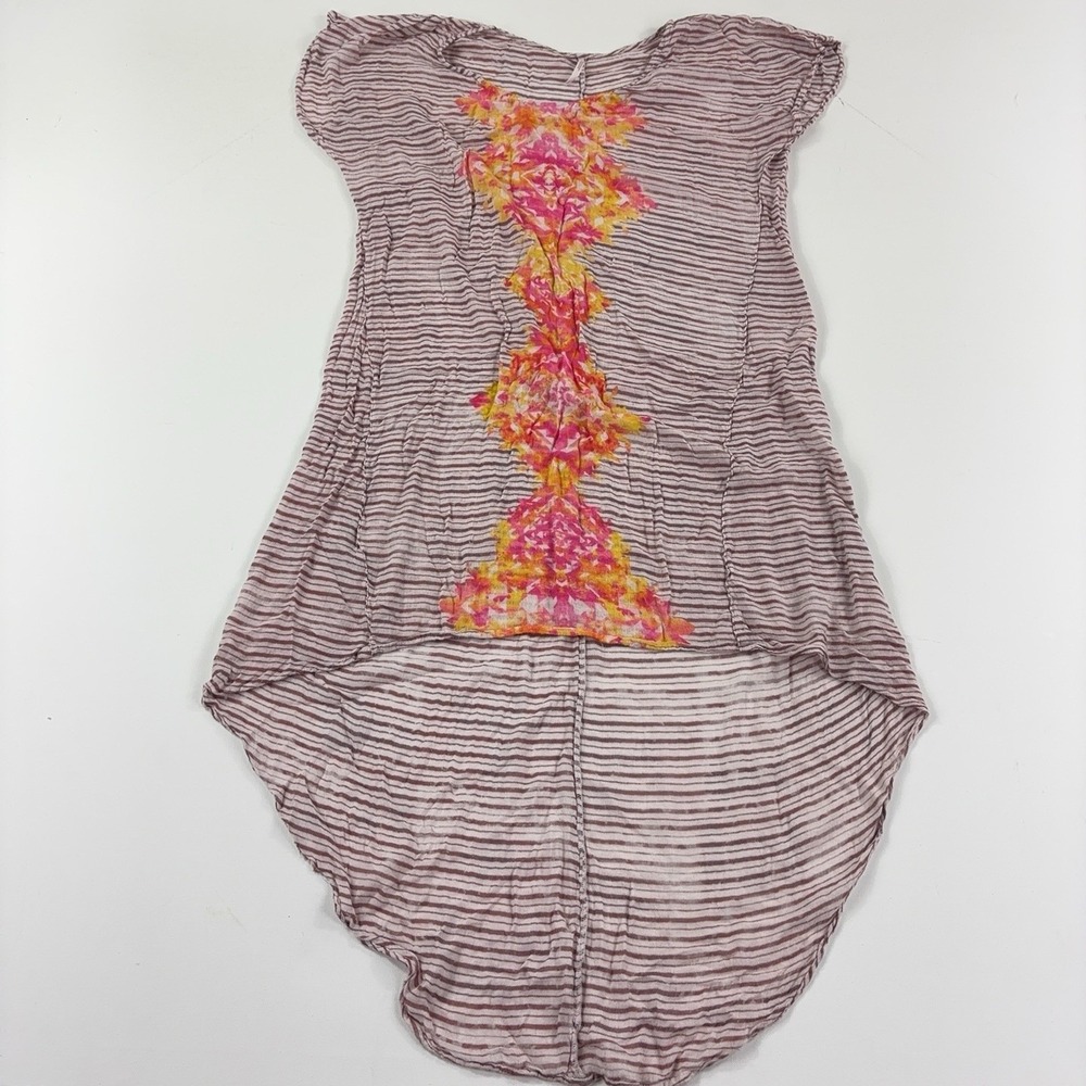 Free People Blouse Womens Small Scoop Neck Cap Sleeve Tunic Top Lightweight